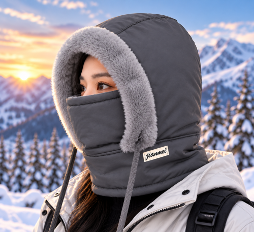 Waterproof Winter Hooded Scarf Mask (Deep Gray)